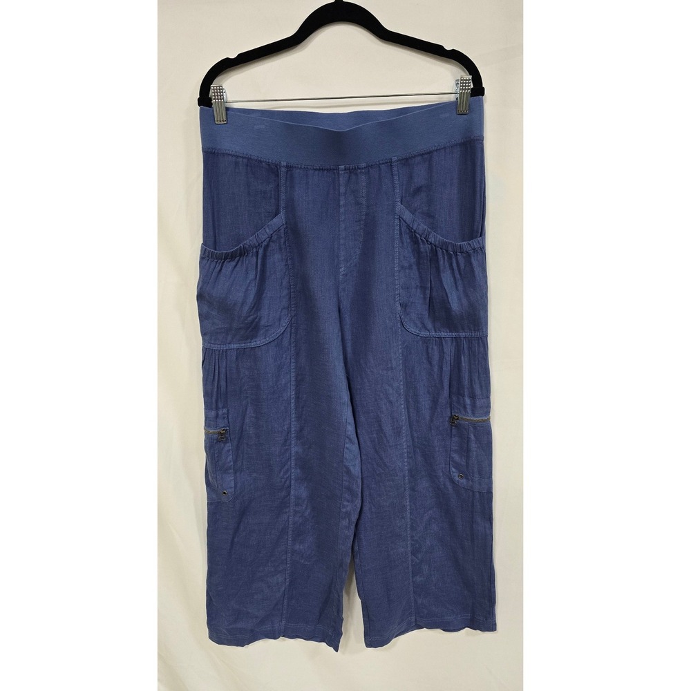 XCVI women M linen wide leg palazzo utility pants pocket gorpcore granola relax